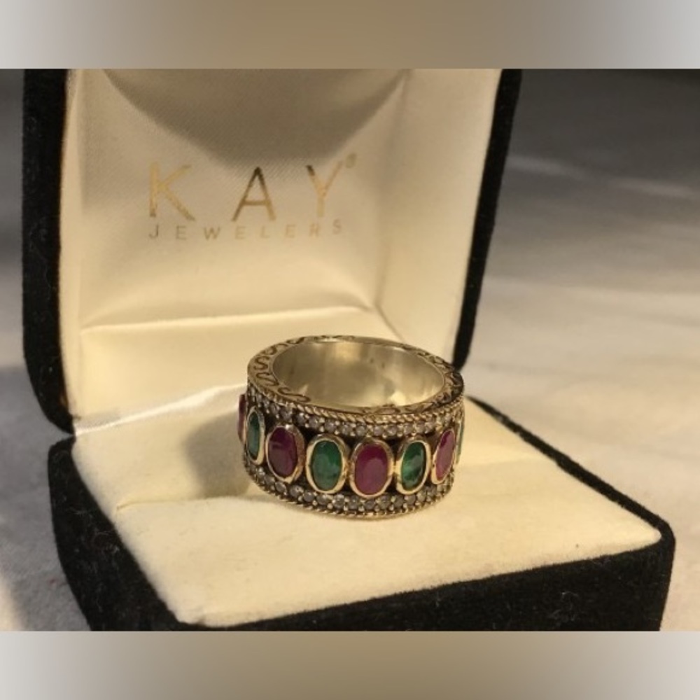 Fantastic Multi-Color Ruby & Emerald Gemstone Ste… - image 1